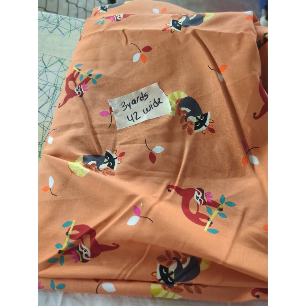 Michael Miller New Friends Monkeys Raccoons animal 3 yards X 42 Wide Fabric